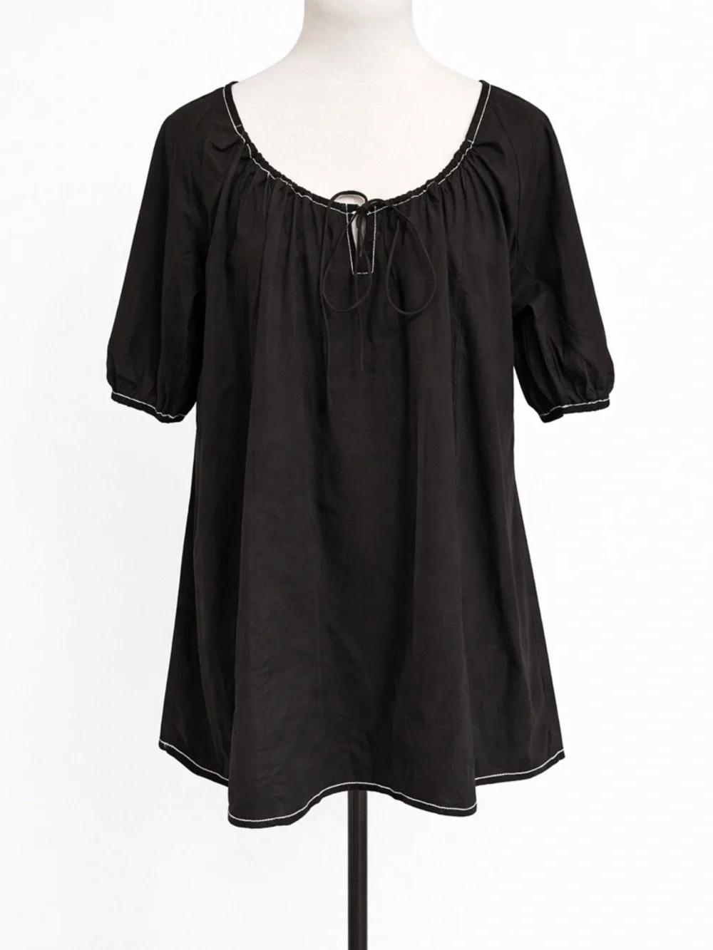 ASOS Collusion Black Short Puff Sleeve Babydoll Dress Size 4 - Picture 4 of 6